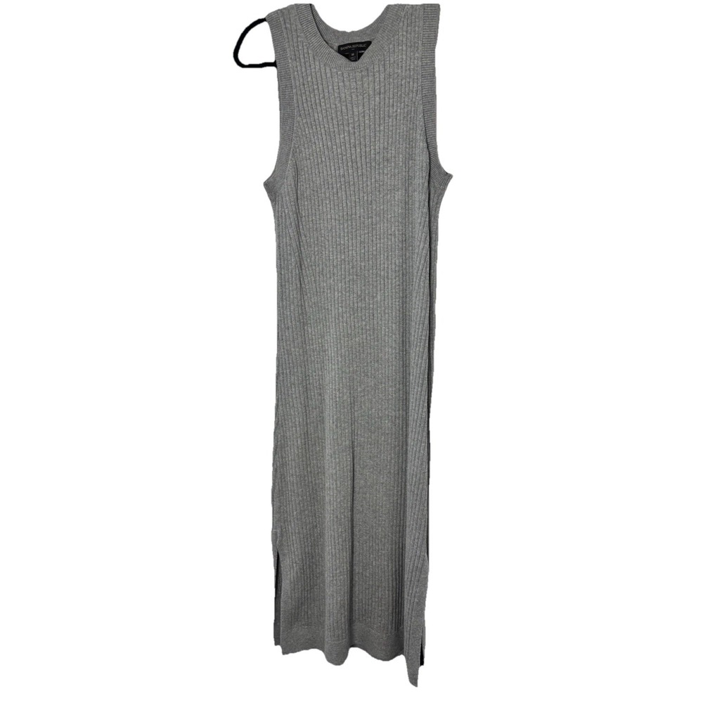 Banana‎ Republic Dress Medium Gray Sleeveless Knit Stretch Maxi